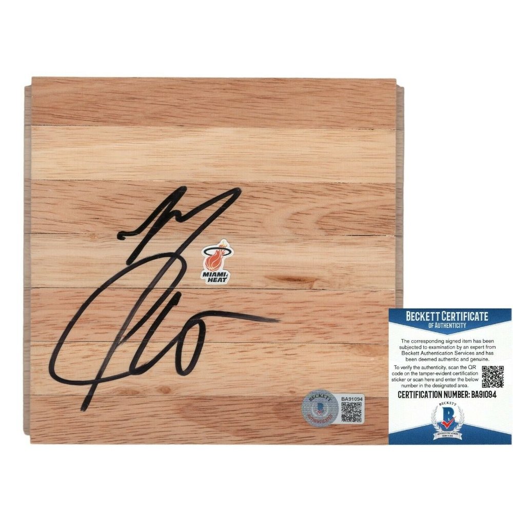 Mario Chalmers Signed Miami Heat Basketball Floor Board Beckett Proof Autograph